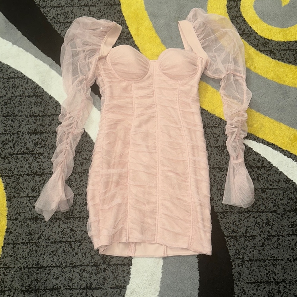 Pale pink Ruffled fashion nova dress